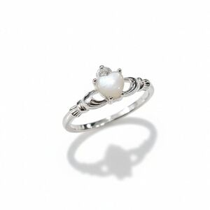 Women's 925 Sterling Silver Claddagh Mother of Pearl Celtic Ring Scottish Love
